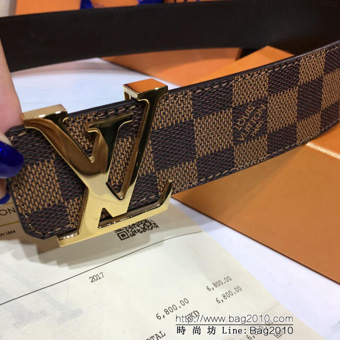 路易威登 經典款 LV INITIALES DAMIER腰帶 休閒百搭 男士皮帶  xfp1113